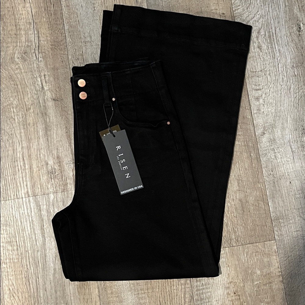 Risen High Rise Ankle Wide Leg Double Button Pants